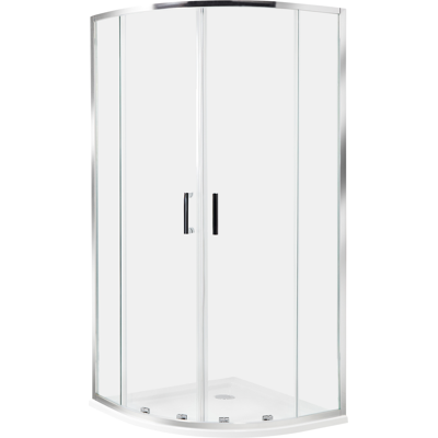 BELIANI Cabina De Ducha Vidrio Templado Puerta Doble Corredera Plateado 90 X 90 X 185 Cm Jukatan BELIANI Cabina De Ducha Vidrio Templado Puerta Doble Corredera Plateado 90 X 90 X 185 Cm Jukatan