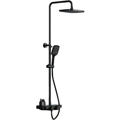 Bernstein - Columna De Ducha Termostática Regulable Con Repisa De Acero Inoxidable, Grifo Mezclador Y Rociador - Negro Mate - Bs371 - Cuadrada Bernstein - Columna De Ducha Termostática Regulable Con Repisa De Acero Inoxidable, Grifo Mezclador Y Rociador - Negro Mate - Bs371 - Cuadrada