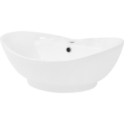 Luxebath - Ml-design Lavabo Ovalado De Cerámica Con Agujero Grifo Blanco Brillante Aseo Lavamanos Sobre Encimera - 59x20,5x39,5 Cm - Diseño Moderno Pila De Pie Para El Cuarto De Baño Y De Invidatos-wc Luxebath - Ml-design Lavabo Ovalado De Cerámica Con Agujero Grifo Blanco Brillante Aseo Lavamanos Sobre Encimera - 59x20,5x39,5 Cm - Diseño Moderno Pila De Pie Para El Cuarto De Baño Y De Invidatos-wc
