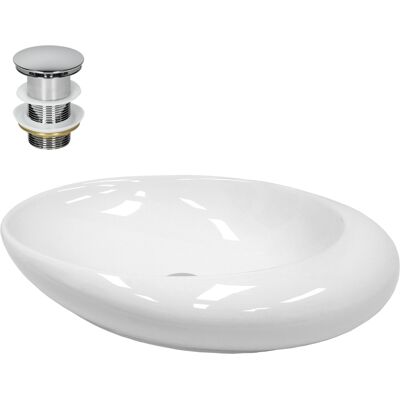 Lavabo ovalado de cerámica de ECD Germany - 585 x 375 x 145 mm - Blanco Lavabo ovalado de cerámica de ECD Germany - 585 x 375 x 145 mm - Blanco