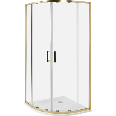 BELIANI Cabina De Ducha Vidrio Templado Puerta Doble Corredera Dorado 90 X 90 X 185 Cm Jukatan BELIANI Cabina De Ducha Vidrio Templado Puerta Doble Corredera Dorado 90 X 90 X 185 Cm Jukatan