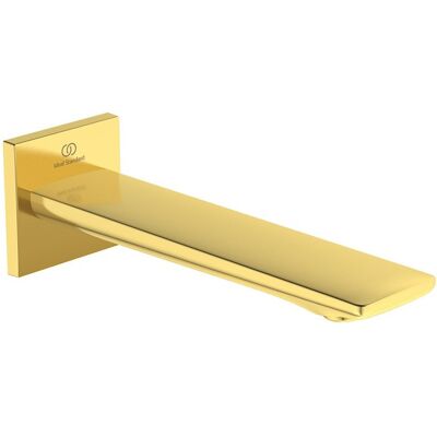 Ideal - Caño De Pared Check Saliente 160 Mm Oro Cepillado Con Roseta Cuadrada Standard Ideal - Caño De Pared Check Saliente 160 Mm Oro Cepillado Con Roseta Cuadrada Standard