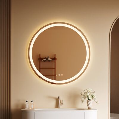 AURALUM Espejo De Baño Led, Espejo De Baño Con Luz Redondo De 50 Cm Con Iluminación, Interruptor Táctil, 3 Modos De Luz, Regulable, Antivaho, Ip67 AURALUM Espejo De Baño Led, Espejo De Baño Con Luz Redondo De 50 Cm Con Iluminación, Interruptor Táctil, 3 Modos De Luz, Regulable, Antivaho, Ip67