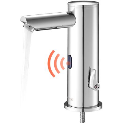 Vevor Grifo De Lavabo Sin Contacto Con Sensor A Baño, Grifo Automático Para Lavabo, En Forma T, Mezclador Monomando Manos Libres Ajustable, A Pilas, Níquel Cepillado Plateado, 130 X 64 X 190 Mm Vevor Grifo De Lavabo Sin Contacto Con Sensor A Baño, Grifo Automático Para Lavabo, En Forma T, Mezclador Monomando Manos Libres Ajustable, A Pilas, Níquel Cepillado Plateado, 130 X 64 X 190 Mm