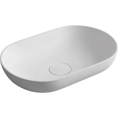 Bernstein - Lavabo De Diseño De Fundición Mineral Con Desagüe Y Rebosadero - 54x34x13 Cm - O-541 - Blanco Mate Bernstein - Lavabo De Diseño De Fundición Mineral Con Desagüe Y Rebosadero - 54x34x13 Cm - O-541 - Blanco Mate