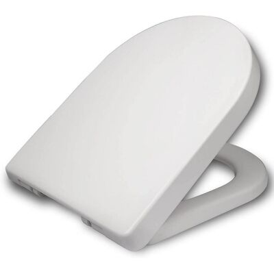 HELLOSHOP26 - Asiento de inodoro con cierre suave, forma D, blanco - Asiento WC HELLOSHOP26 - Asiento de inodoro con cierre suave, forma D, blanco - Asiento WC