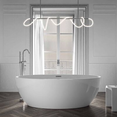 Bernstein - Bañera Acrílica Ovalada Moderna Con Sifón Y Grifo 8028 - 175x100x55cm - Destino Con Grifo Mezclador 8028, Con Sifón Bernstein - Bañera Acrílica Ovalada Moderna Con Sifón Y Grifo 8028 - 175x100x55cm - Destino Con Grifo Mezclador 8028, Con Sifón