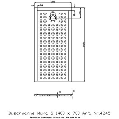 Hoesch Muna S Bañera de ducha rectangular - Mineralcast, 140x70 cm Hoesch Muna S Bañera de ducha rectangular - Mineralcast, 140x70 cm