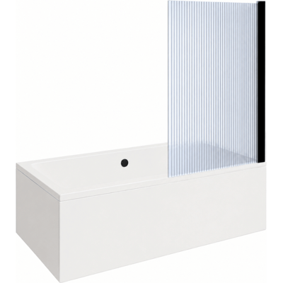 Bañera Rectangular Vitra Neon De 180x80 Cm + Mampara De Baño Recta Aurys Raywall, Negro Mate, Perfil Recto + Desagüe Negro Mate Bañera Rectangular Vitra Neon De 180x80 Cm + Mampara De Baño Recta Aurys Raywall, Negro Mate, Perfil Recto + Desagüe Negro Mate