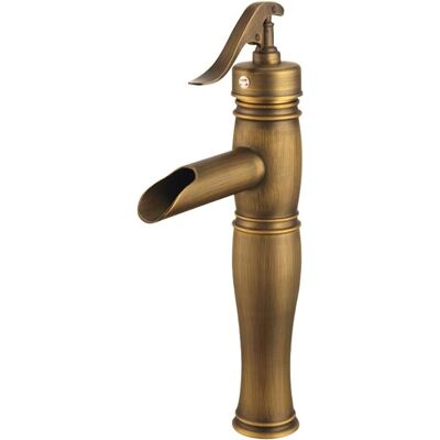 ABYSSE Grifo Monomando De Lavabo Tipo Cascada, Grifos De Baño Clásicos De Un Solo Orificio, Grifo De Agua Fría Y Caliente (antiguo, Alto, B) ABYSSE Grifo Monomando De Lavabo Tipo Cascada, Grifos De Baño Clásicos De Un Solo Orificio, Grifo De Agua Fría Y Caliente (antiguo, Alto, B)