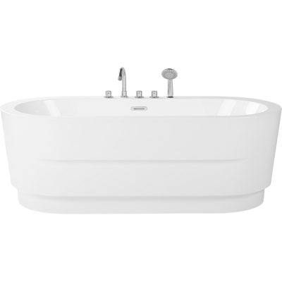 Bañera independiente blanca de acrílico ovalada Beliani 170x80cm con accesorios - Bañera Bañera independiente blanca de acrílico ovalada Beliani 170x80cm con accesorios - Bañera