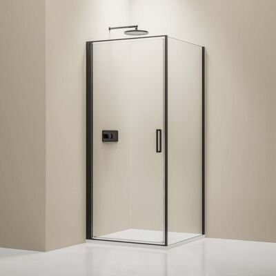 Bernstein - Mampara De Ducha Angular De Cristal Auténtico Nano 8mm Nt416 - Perfil Negro, 90x100x195cm Negro, 90cm, 100cm Bernstein - Mampara De Ducha Angular De Cristal Auténtico Nano 8mm Nt416 - Perfil Negro, 90x100x195cm Negro, 90cm, 100cm