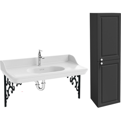 Jacob Delafon - Pack Lavabo Suspendido Cléo 1889 + Columna Derecha + Grifería Cromada + Sifón Cromado Jacob Delafon - Pack Lavabo Suspendido Cléo 1889 + Columna Derecha + Grifería Cromada + Sifón Cromado