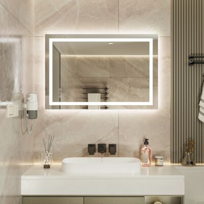 Auralum - 90x60 LED - IP64 - Antifog - Espejo de baño Auralum - 90x60 LED - IP64 - Antifog - Espejo de baño