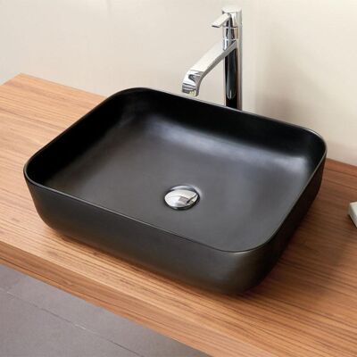 Sanycces - Lavabo Sobre Encimera Rectangular En Cerámica Catania Negro 50 X 40 Cm Sanycces - Lavabo Sobre Encimera Rectangular En Cerámica Catania Negro 50 X 40 Cm