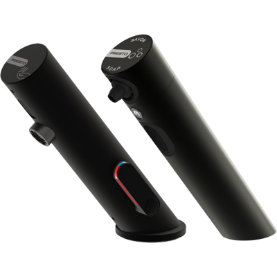 Grifo Mezclador Infrarrojo Con Llave De Paso + Dispensador De Jabón Infrarrojo Presto Linea, Negro Mate Grifo Mezclador Infrarrojo Con Llave De Paso + Dispensador De Jabón Infrarrojo Presto Linea, Negro Mate