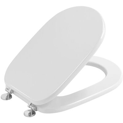 Kiamami Valentina - Asiento de inodoro MDF blanco con bisagras de metal - T... Kiamami Valentina - Asiento de inodoro MDF blanco con bisagras de metal - T...