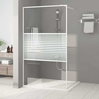 vidaXL Pared de Ducha Walk-in Blanca 115x195 cm Vidrio ESG Transparente - Pantalla de Ducha vidaXL Pared de Ducha Walk-in Blanca 115x195 cm Vidrio ESG Transparente - Pantalla de Ducha
