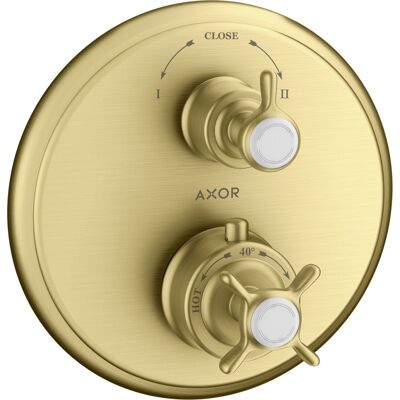 Termostato Axor Montreux de Hansgrohe - Latón cepillado - Empotrado en pared Termostato Axor Montreux de Hansgrohe - Latón cepillado - Empotrado en pared