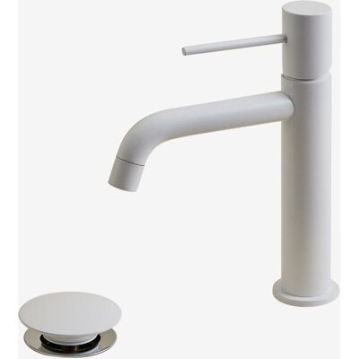 Juego de grifo de lavabo en latón y válvula de desagüe Click-Clack - Blanco Juego de grifo de lavabo en latón y válvula de desagüe Click-Clack - Blanco
