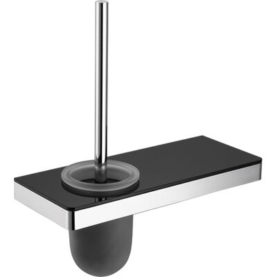 Bernstein - Escobillero De Acero Inoxidable, Escobillero Con Repisa De Cristal - 30x12,5x34cm - G505 - Negro Cromado Bernstein - Escobillero De Acero Inoxidable, Escobillero Con Repisa De Cristal - 30x12,5x34cm - G505 - Negro Cromado