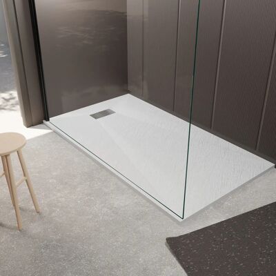Aurlane - Plato de Ducha Blanco Efecto Piedra 90x160 y Rejilla Perforada de Acero Inoxidable - Plato de Ducha con Rejilla Aurlane - Plato de Ducha Blanco Efecto Piedra 90x160 y Rejilla Perforada de Acero Inoxidable - Plato de Ducha con Rejilla