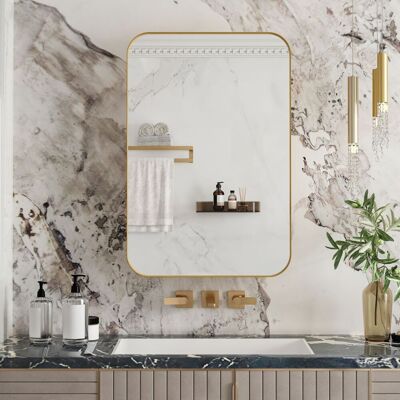 JHY DESIGN Armario Rectangular Con Espejo, Botiquín Empotrado, Armario De Pared Con Marco Metálico, Espejo Y Estantes Ajustables, Armario Con Espejo Y Espacio De Almacenamiento Para El Baño. JHY DESIGN Armario Rectangular Con Espejo, Botiquín Empotrado, Armario De Pared Con Marco Metálico, Espejo Y Estantes Ajustables, Armario Con Espejo Y Espacio De Almacenamiento Para El Baño.