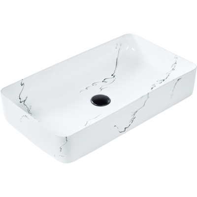 Beliani - Lavabo Sobre Encimera Baño Cerámica Blanco Efecto Mármol 61 X 35 Cm Hopi Beliani - Lavabo Sobre Encimera Baño Cerámica Blanco Efecto Mármol 61 X 35 Cm Hopi