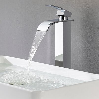 Auralum Grifo Monomando Efecto Cascada Cromo Alto Baño Lavabo, Grifos Monomando Para Lavabos, Xl Auralum Grifo Monomando Efecto Cascada Cromo Alto Baño Lavabo, Grifos Monomando Para Lavabos, Xl