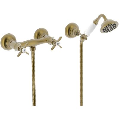 Tres Latón Viejo Mate Grifo Bimando de Ducha de Pared - Accesorio de Ducha Tres Latón Viejo Mate Grifo Bimando de Ducha de Pared - Accesorio de Ducha