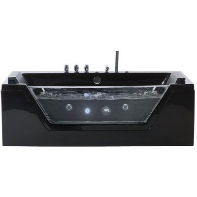 Beliani - Bañera De Hidromasaje Negra Plata Con Led De Acrílico Sanitario Y Vidrio Individual 174 X 79 Cm Samana Beliani - Bañera De Hidromasaje Negra Plata Con Led De Acrílico Sanitario Y Vidrio Individual 174 X 79 Cm Samana