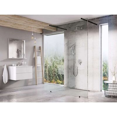 Ravak Walk-in - Mampara De Ducha Walk-in Free Set 120, 120x200 Cm, Cristal Negro/transparente Gw9fg030sz1 Ravak Walk-in - Mampara De Ducha Walk-in Free Set 120, 120x200 Cm, Cristal Negro/transparente Gw9fg030sz1