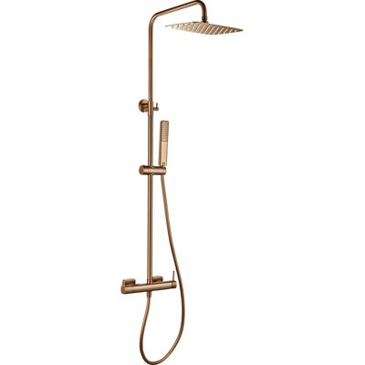 Imex - Conjunto De Ducha Firenze Monomando Con Agua Fría Y Caliente Rociador Cuadrado Ducha De Lluvia Serie Firenze Color Oro Rosa Cepillado Imex - Conjunto De Ducha Firenze Monomando Con Agua Fría Y Caliente Rociador Cuadrado Ducha De Lluvia Serie Firenze Color Oro Rosa Cepillado