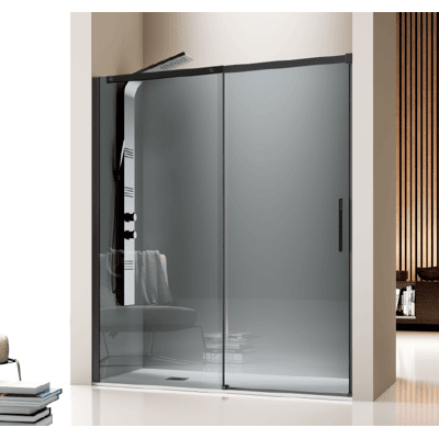KASSANDRA Mampara De Ducha Frontal + Puerta Corredera 115 Cm Luna Negro Con Cristal Serigrafiado + Lateral Fijo : 66.5 - 69 Cm KASSANDRA Mampara De Ducha Frontal + Puerta Corredera 115 Cm Luna Negro Con Cristal Serigrafiado + Lateral Fijo : 66.5 - 69 Cm