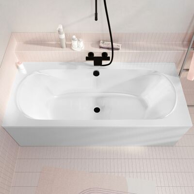 AURLANE Bañera Rectangular Doble 170x75x54cm - Acrílico Y Abs Blanco Brillante AURLANE Bañera Rectangular Doble 170x75x54cm - Acrílico Y Abs Blanco Brillante