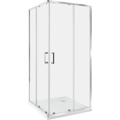 BELIANI Cabina De Ducha Vidrio Templado Puerta Doble Corredera Plateado 90 X 90 X 185 Cm Tela BELIANI Cabina De Ducha Vidrio Templado Puerta Doble Corredera Plateado 90 X 90 X 185 Cm Tela
