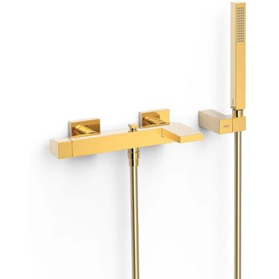 Tres Slim Grifo Monomando Mural para Bañera y Ducha - Oro 24K Tres Slim Grifo Monomando Mural para Bañera y Ducha - Oro 24K