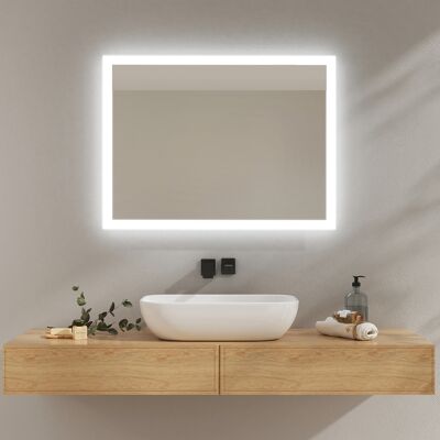 Emke - Espejos De Baño Con Interruptor De Botón, Antivaho, Dos Colores De Luz 80x60 Cm Luz Blanca Fría/cálida Emke - Espejos De Baño Con Interruptor De Botón, Antivaho, Dos Colores De Luz 80x60 Cm Luz Blanca Fría/cálida