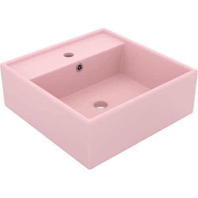 Lavabo de lujo vidaXL Cuadrado con rebosadero Rosa mate - Lavabo Lavabo de lujo vidaXL Cuadrado con rebosadero Rosa mate - Lavabo