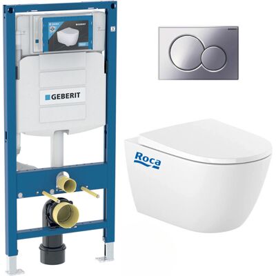Pack Wc Geberit Duofix Up320 Marco De Soporte + Taza Roca Sin Brida + Asiento Cierre Suave + Pulsador Cromo (gebona-n) Pack Wc Geberit Duofix Up320 Marco De Soporte + Taza Roca Sin Brida + Asiento Cierre Suave + Pulsador Cromo (gebona-n)