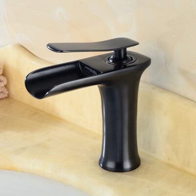 ANGEL CERDA Grifo De Lavabo Tipo Cascada Negro, Grifo Mezclador Para Baño, Manguera De Suministro De Agua No Incluida. ANGEL CERDA Grifo De Lavabo Tipo Cascada Negro, Grifo Mezclador Para Baño, Manguera De Suministro De Agua No Incluida.
