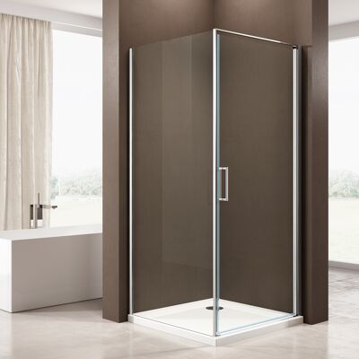 Mampara De Ducha De Esquina Ex416 Con Puerta Batiente, Cristal Genuino Nano 8mm - 80 X 80 X 195cm :100x100cm, Sin Plato De Ducha - Bernstein Mampara De Ducha De Esquina Ex416 Con Puerta Batiente, Cristal Genuino Nano 8mm - 80 X 80 X 195cm :100x100cm, Sin Plato De Ducha - Bernstein