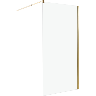 Beliani - Mampara De Ducha De Vidrio Templado Sin Puerta Dorado 100 X 190 Cm Ahaus Beliani - Mampara De Ducha De Vidrio Templado Sin Puerta Dorado 100 X 190 Cm Ahaus