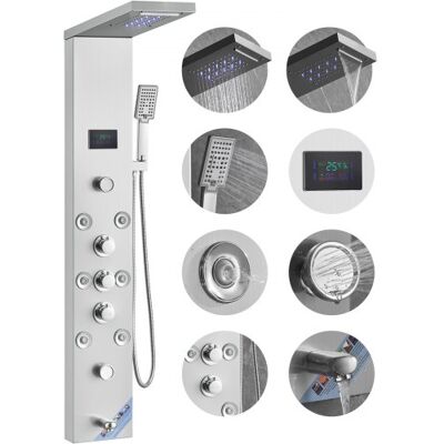 VEVOR Duschpaneelsystem, 6 Duschmodi, Led- Und Bildschirm-wasserkraft-duschpaneelturm, Regenfall, Wasserfall, 8 Massagedüsen, Wannenauslauf, Handbrause, Wandduschset Aus Edelstahl VEVOR Duschpaneelsystem, 6 Duschmodi, Led- Und Bildschirm-wasserkraft-duschpaneelturm, Regenfall, Wasserfall, 8 Massagedüsen, Wannenauslauf, Handbrause, Wandduschset Aus Edelstahl
