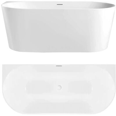 Bañera Mural Rea Capri Slim 150 White With Black Plug Cap Bañera Mural Rea Capri Slim 150 White With Black Plug Cap