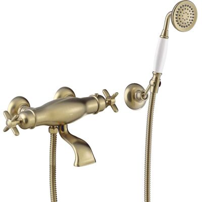 Grifo Termostático de Pared para Bañera y Ducha - Latón Viejo Mate Grifo Termostático de Pared para Bañera y Ducha - Latón Viejo Mate