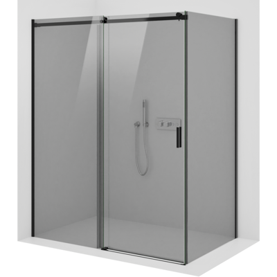 Mampara De Ducha Angular Cristal Ahumado Negro Mate Con Puerta Corredera - Nt806 Flex 130x100x195cm, Cristal Esg 6mm Espesor - Bernstein Mampara De Ducha Angular Cristal Ahumado Negro Mate Con Puerta Corredera - Nt806 Flex 130x100x195cm, Cristal Esg 6mm Espesor - Bernstein