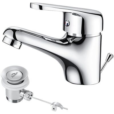 Auralum Grifo De Lavabo Pequeño Para Baño Con Juego De Desagüe Grifos Monomando Para Lavabos Cromado Auralum Grifo De Lavabo Pequeño Para Baño Con Juego De Desagüe Grifos Monomando Para Lavabos Cromado