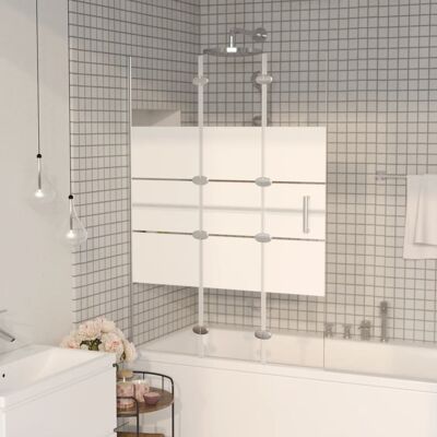 vidaXL Mampara de ducha plegable ESG en blanco - Cabina de baño vidaXL Mampara de ducha plegable ESG en blanco - Cabina de baño