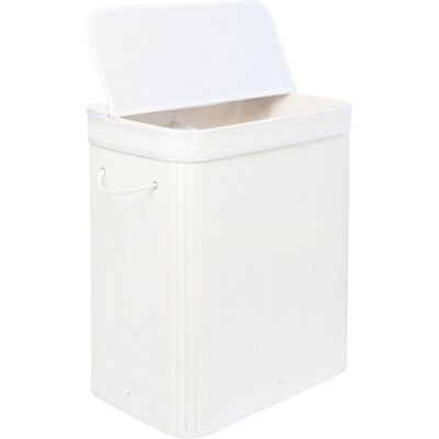 Cesto Para Ropa Sucia Relaxdays Con Tapa, Bambú, 100 L, 2 Compartimentos, 63x52x32 Cm, Cesto De Baño Ideal, Blanco Cesto Para Ropa Sucia Relaxdays Con Tapa, Bambú, 100 L, 2 Compartimentos, 63x52x32 Cm, Cesto De Baño Ideal, Blanco